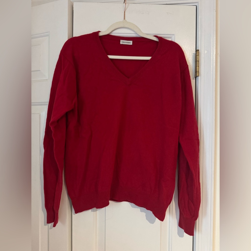Nepali Cashmere Sweater, Red, Medium